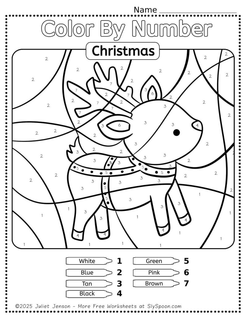 10 free printable christmas themed colornumber worksheets for